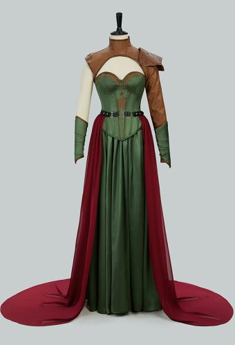 Medieval Renaissance Costume Viking Warrior Soldier Dress Set Corset and Long Skirt with Shoulder Armor
