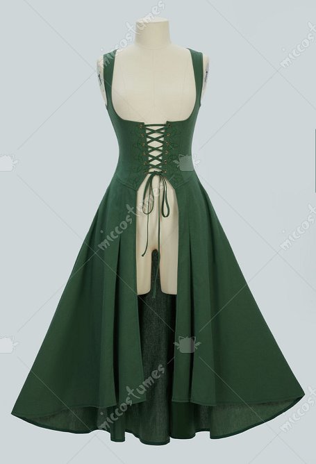Chaqueta medieval vintage con cordones, prenda exterior verde para cosplay de elfo renacentista