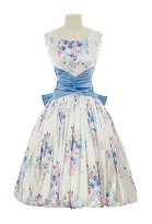 Vestido vintage de los años 50, estilo retro, con estampado floral, para cóctel, sin mangas y con lazo Vestido vintage de los años 50, estilo retro, con estampado floral, para cóctel, sin mangas y con lazo