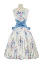 Vestido vintage de los años 50, estilo retro, con estampado floral, para cóctel, sin mangas y con lazo