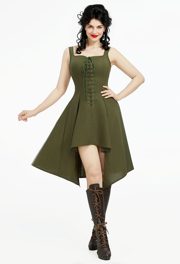The Lord of the Rings Renaissance Médiéval Rétro Robe sans manches fée asymétrique à lacets