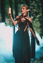 Medieval Renacentista Conjunto de Elfa Vestido de noche con falda interior y túnica con capa Medieval Renacentista Conjunto de Elfa Vestido de noche con falda interior y túnica con capa