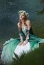 Medieval Renacentista Vestido de hada de las flores con degradado verde falda exterior con mangas