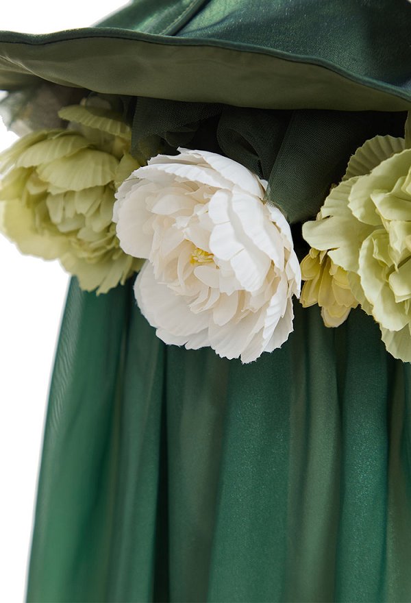 Medieval Renacentista Vestido de hada de las flores con degradado verde falda exterior con mangas