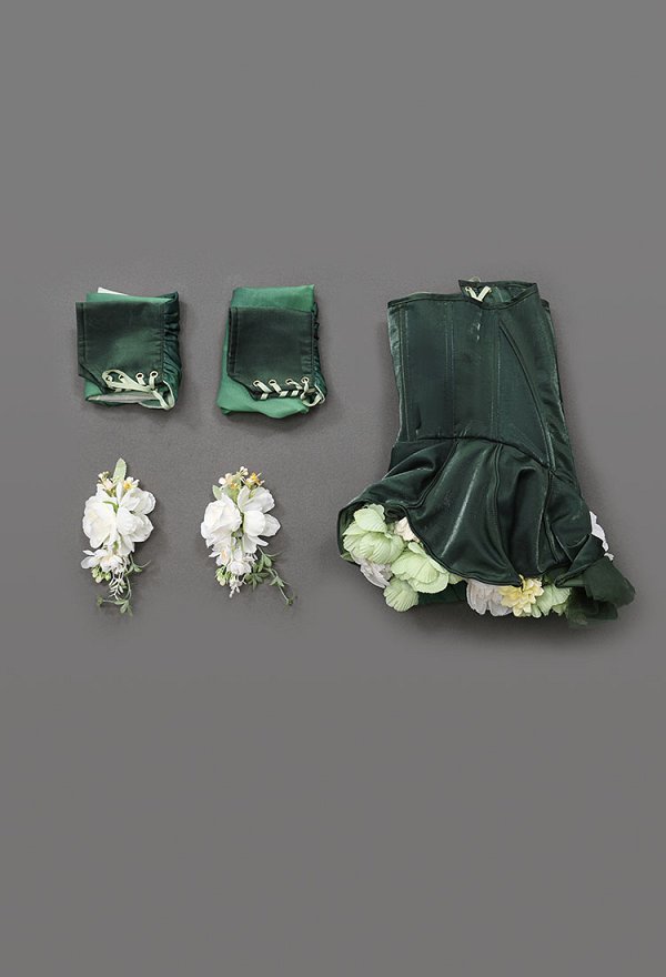 Medieval Renacentista Vestido de hada de las flores con degradado verde falda exterior con mangas