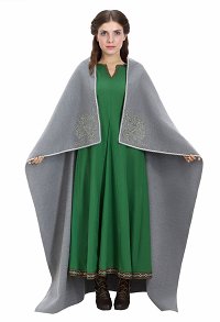 Medieval Viking Style Cape Winter Vintage Tweed Embroidered Shawl