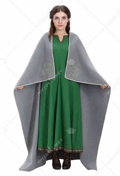 Wintercape Mittelalterlichen Wikingerstil Vintage Tweed Bestickter Schal Umhang
