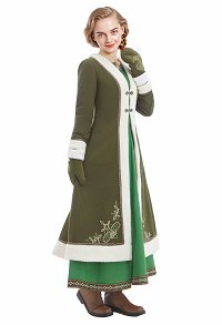 Manteau médiéval de style viking en tweed Manteau vintage brodé vert