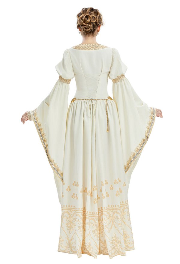 Vestido de Princesa Reina Renacentista Medieval con cadena en la cintura y broche Vestido de Princesa Reina Renacentista Medieval con cadena en la cintura y broche