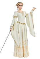 Medieval Princess Renaissance Queen Costume Oil Painting Dress with Waist Chain and Brooch Medieval Princess Renaissance Queen Costume Oil Painting Dress with Waist Chain and Brooch