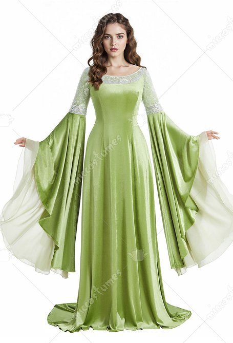 The Lord of the Rings Arwen Cosplay Medieval Renacentista Vestido de coronación de terciopelo de encaje