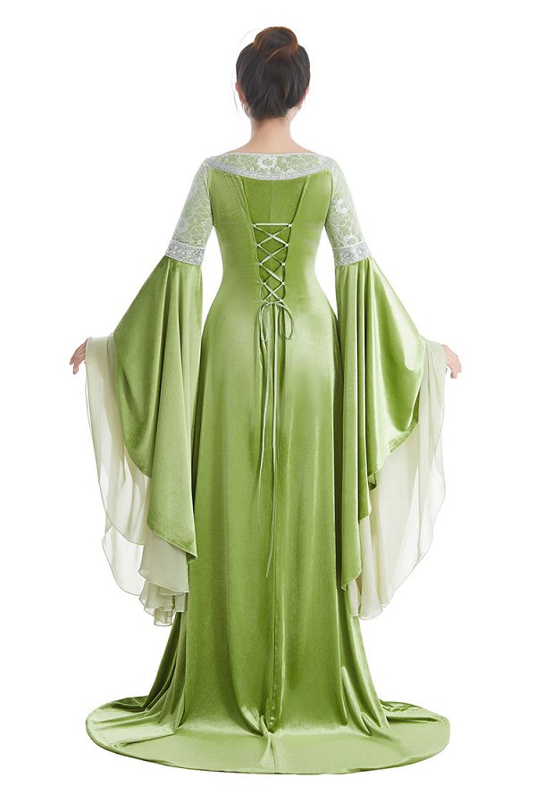 The Lord of the Rings Arwen Undómiel Medieval Coronation Dress Renaissance Elf Style Velvet Lace-trimmed Dress