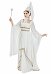 Medieval Princess White Gown Renaissance Costume Maxi Dress with Gold Lace and Pointed Hennin Hat