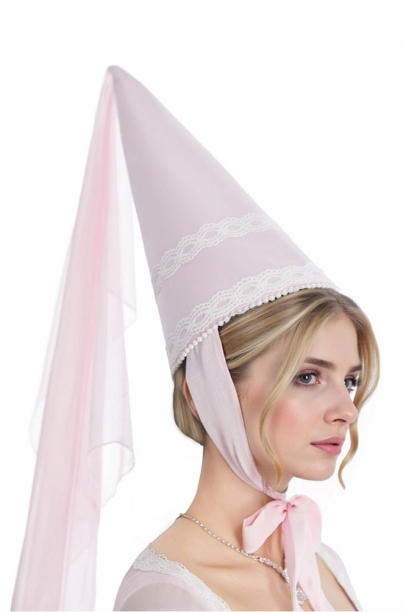 Medieval Princess Dress Renaissance Costume Pink Satin Gown with Hat