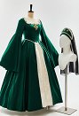 Tudor Period Outfit Renaissance Style Princess Queen Long Dress with Sleeves and Headband