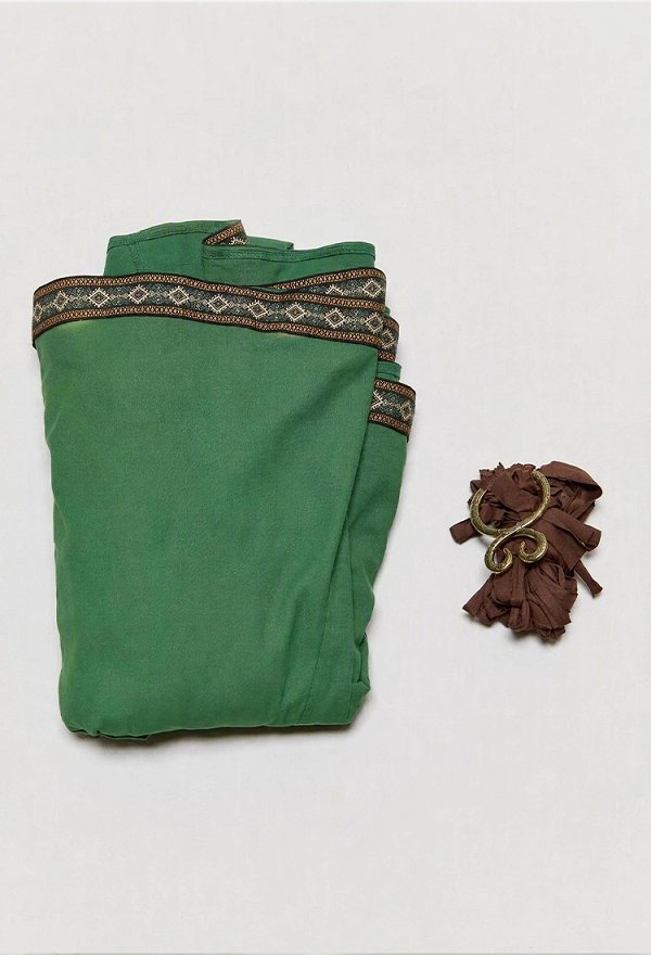 Medieval Viking-style Dress Vintage Green Long Dress with Belt