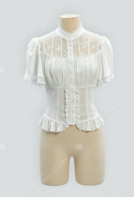 Camisa Vintage Estilo Victoriano Daizbella Camisa Medieval con Paneles de Encaje