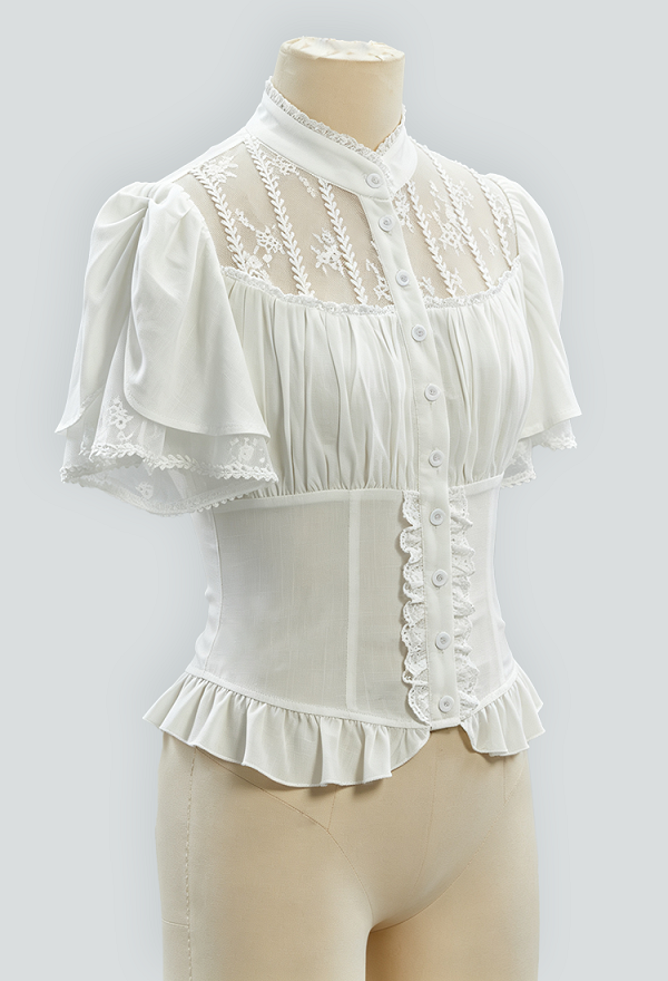 Camisa Vintage Estilo Victoriano Daizbella Camisa Medieval con Paneles de Encaje