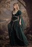 Daizbella Medieval Fantasy Elf Gown Dark Green Embossed Velvet Dress