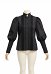 Daizbella Mittelalterliches Edwardian Puffärmel Bluse Schwarze Spitzenbluse mit Brosche