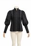 Blusa Medieval Eduardiana de Mangas Abullonadas Daizbella Blusa Negra de Encaje con Broche