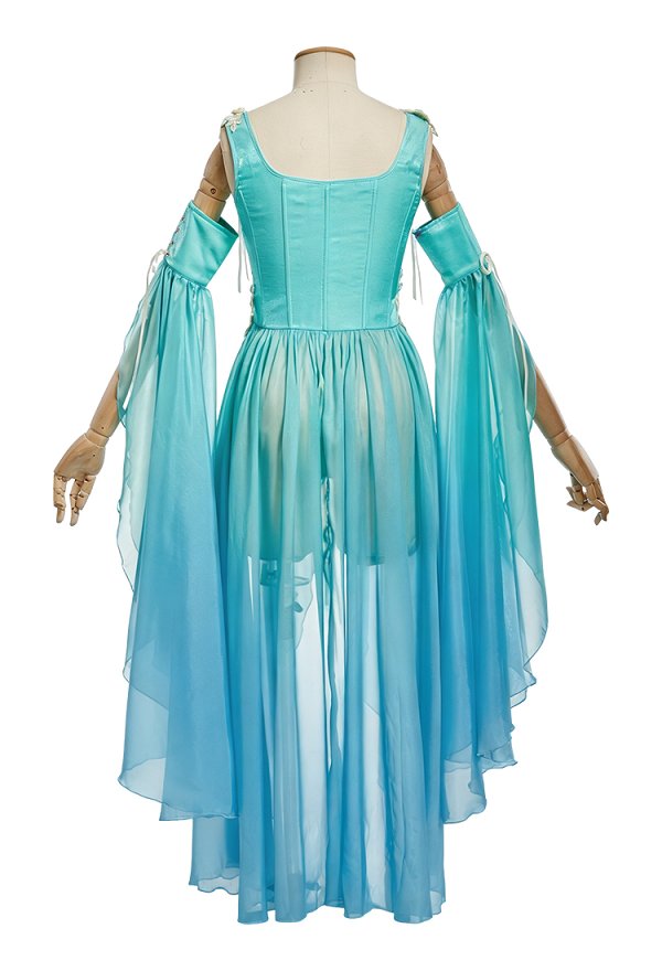 Daizbella Medieval Gradient Elf Style Dress Fairy Overskirt with Sleeves
