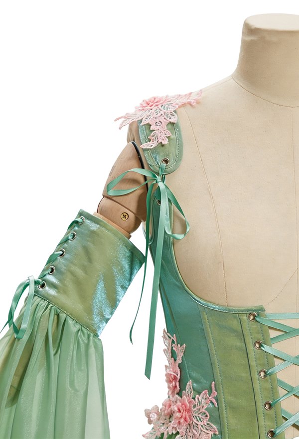 Daizbella Medieval Gradient Elf Style Dress Fairy Overskirt with Sleeves