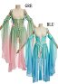 Daizbella Medieval Gradient Elf Style Dress Fairy Overskirt with Sleeves