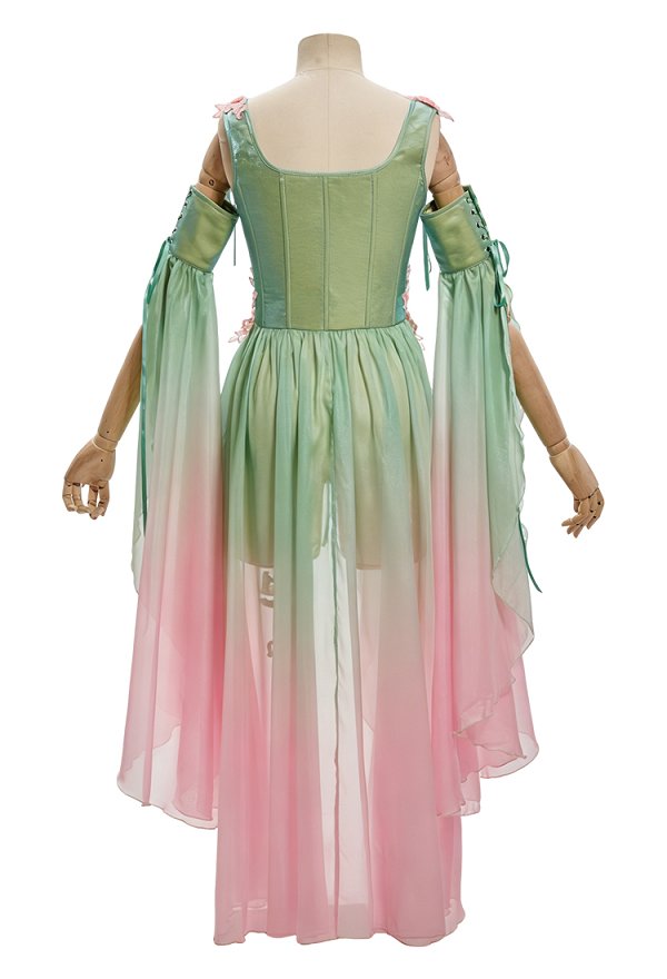 Daizbella Medieval Gradient Elf Style Dress Fairy Overskirt with Sleeves