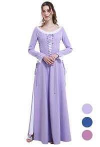 Medieval Renaissance Costume Handmade Historical Retro Lace-up Dress Full Set for Role Play Party LARP Halloween