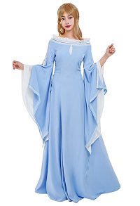 Robe de Faux Deux Pièces Renaissance Médiévale avec Manches Grandes Ouvertes