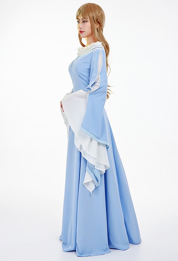 Robe de Faux Deux Pièces Renaissance Médiévale avec Manches Grandes Ouvertes Robe de Faux Deux Pièces Renaissance Médiévale avec Manches Grandes Ouvertes