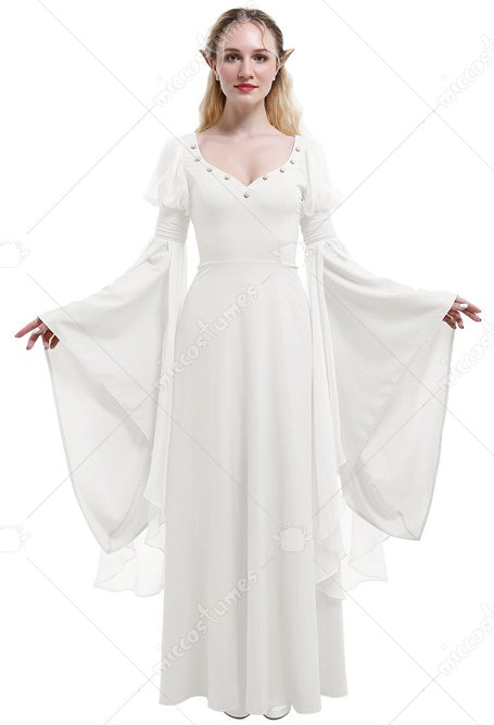 Medieval Renaissance Costume Fairy Elf Wide-sleeved Vestido