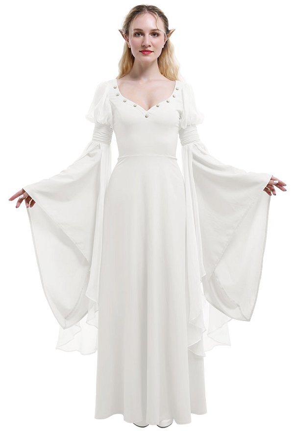 Medieval Renaissance Costume Fairy Elf Wide-sleeved Vestido