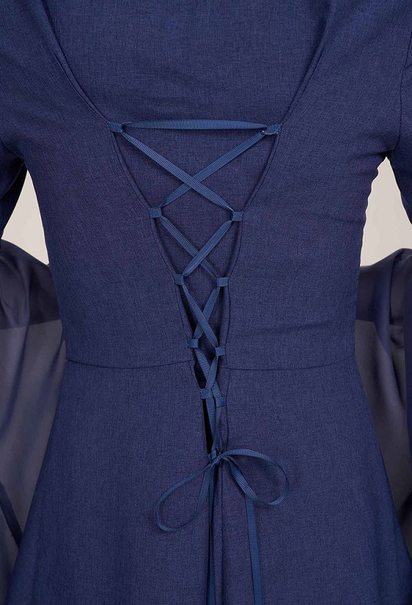 Robe de Style Médiéval Robe en V Profond à Manches Larges Robe Longue Fendue sur le Côté