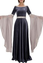 Medieval Vestido de fantasía gris retro de terciopelo de hada elfa del bosque Medieval Vestido de fantasía gris retro de terciopelo de hada elfa del bosque