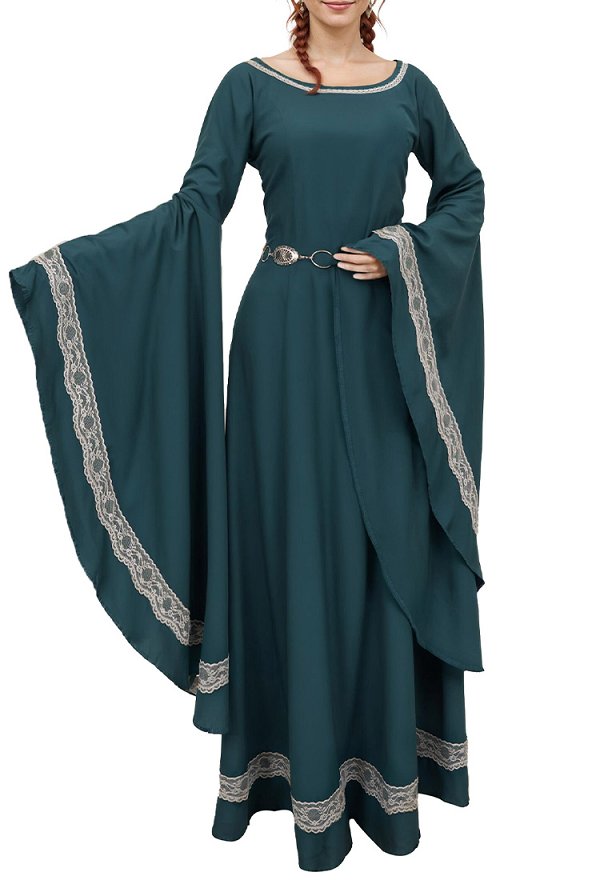 Medieval Renaissance Costume Green Historical Retro Dress Gown for Role Play Party Halloween