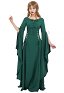 Mittelalter Gefälschtes Kleid Dunkel Grün Renaissance Handgemacht Natürliches Kleid mit langen ausgestellten ärmeln