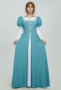 Disfraz de Cosplay Vestido Medieval Renacentista de Dos Piezas Falso con Manga Abullonada Turquesa