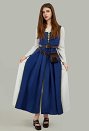 Medieval Renaissance Vestido largo vintage medieval y falda larga retro con cinturón combinado con riñonera