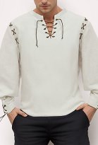Hommes Chemise Vintage Médiéval avec Manches Larges et Ceinture Hommes Chemise Vintage Médiéval avec Manches Larges et Ceinture