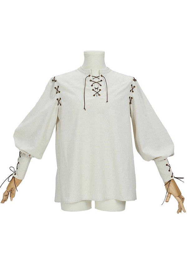 Hommes Chemise Vintage Médiéval avec Manches Larges et Ceinture