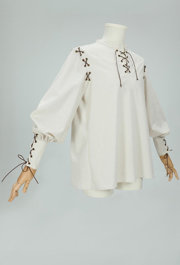 Hommes Chemise Vintage Médiéval avec Manches Larges et Ceinture