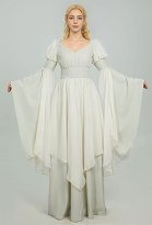Medieval Renaissance Costume Fairy Elf Wide Sleeve Cinched Waist Dress Medieval Renaissance Costume Fairy Elf Wide Sleeve Cinched Waist Dress