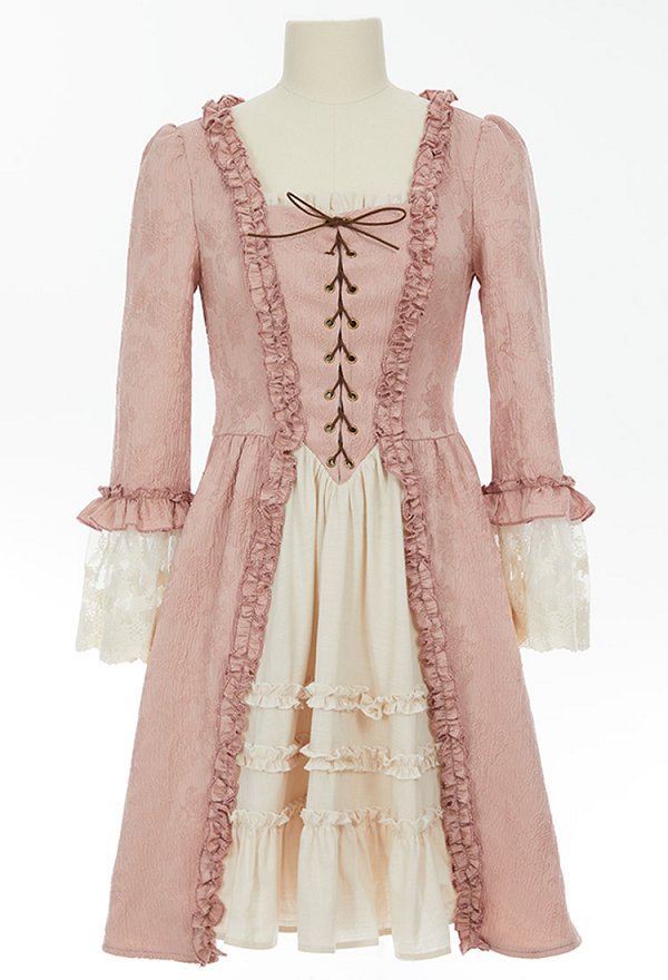 Medieval Renaissance Style Short Dress Rococo Lace Trumpet Sleeves Dress Cosplay Costume Medieval Renaissance Style Short Dress Rococo Lace Trumpet Sleeves Dress Cosplay Costume