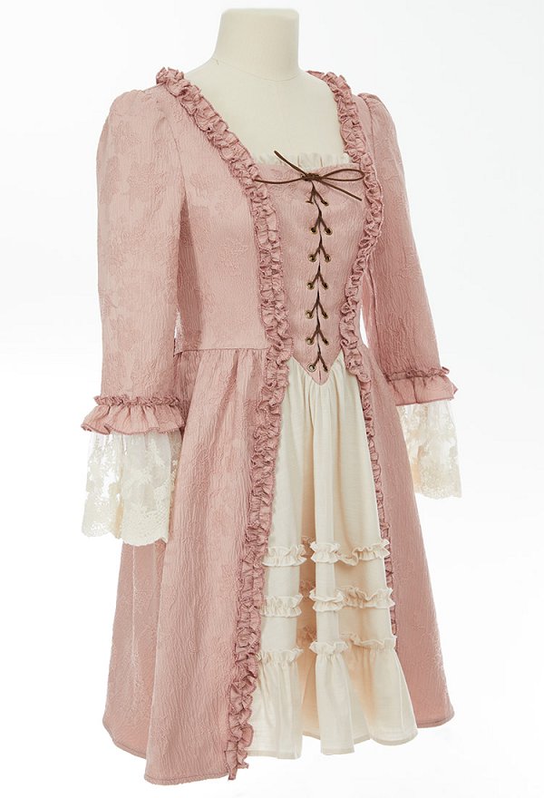 Medieval Renaissance Style Short Dress Rococo Lace Trumpet Sleeves Dress Cosplay Costume Medieval Renaissance Style Short Dress Rococo Lace Trumpet Sleeves Dress Cosplay Costume