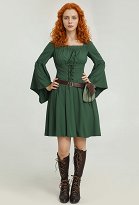Vestido corto del Renacimiento con cuello ancho y mangas anchas de la Edad Media Vestido corto del Renacimiento con cuello ancho y mangas anchas de la Edad Media