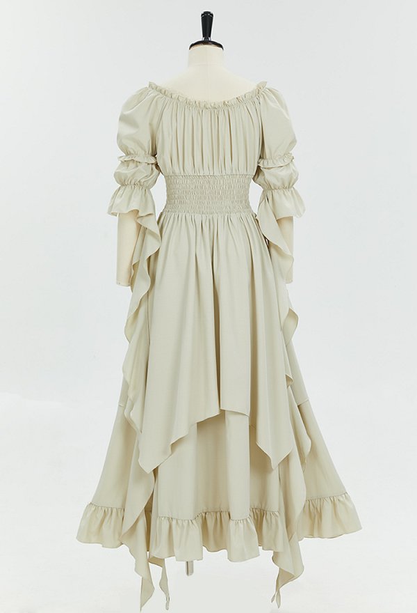 Disfraz de Cosplay Vestido Victoriano Blanco de Estilo Medieval con Mangas