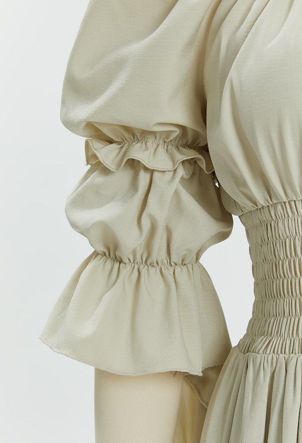 Disfraz de Cosplay Vestido Victoriano Blanco de Estilo Medieval con Mangas