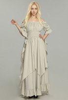 Disfraz de Cosplay Vestido Victoriano Blanco de Estilo Medieval con Mangas